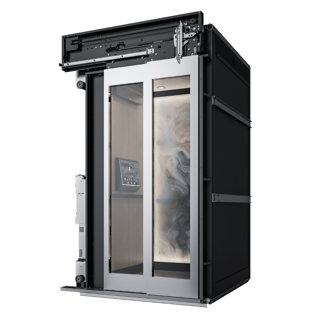 ANTERA Z70S ลิฟต์บ้านพร้อมประตูสไลด์ Panoramic ผนังสวย